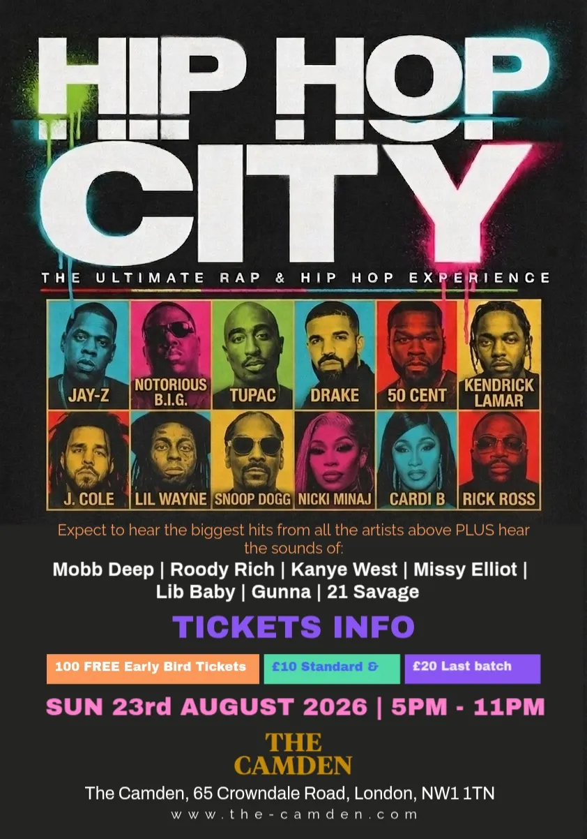 Hip Hop City London 2026 – The Ultimate Rap & Hip Hop Night at The